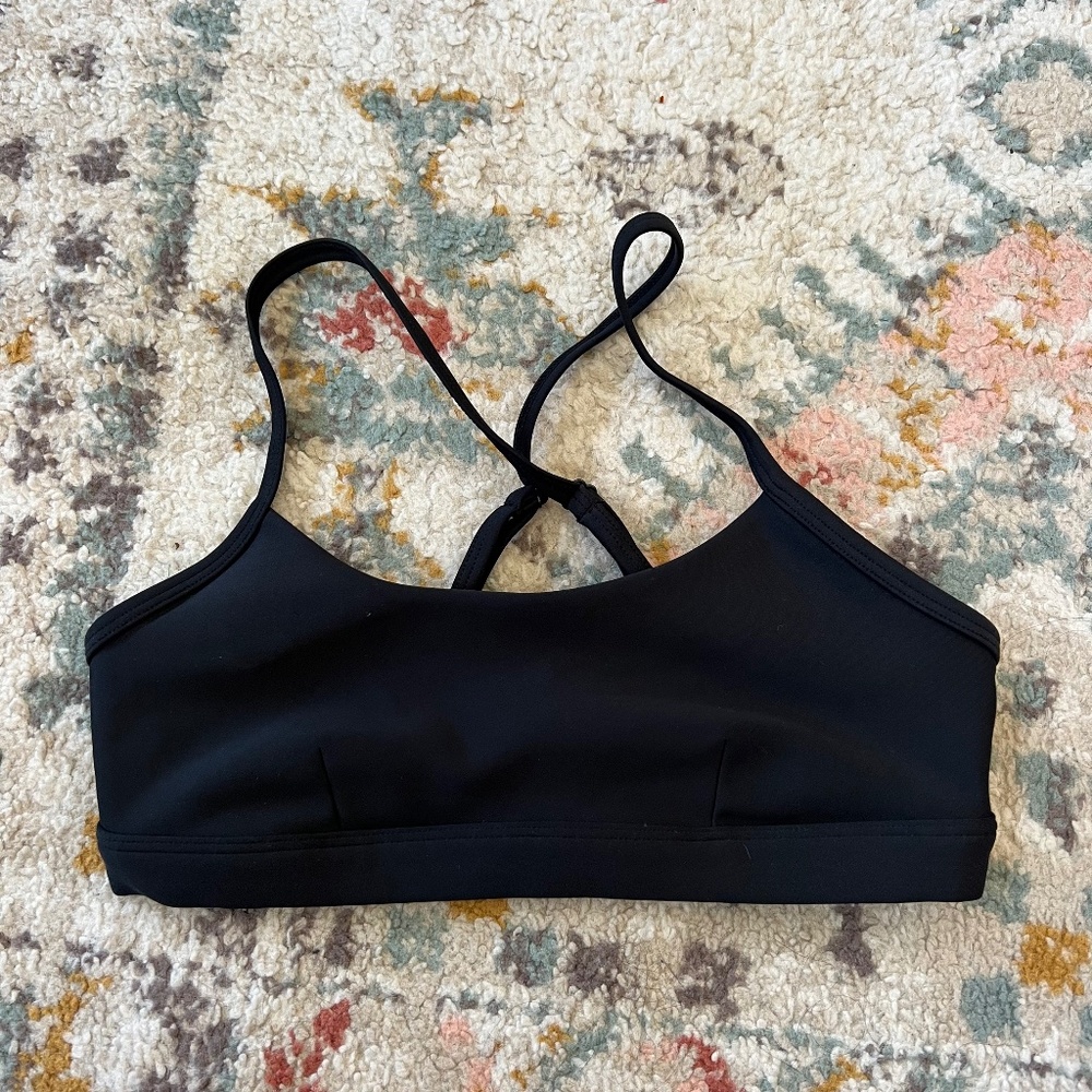 Alo Yoga Black Cropped Sports Bra Racerback Size XS